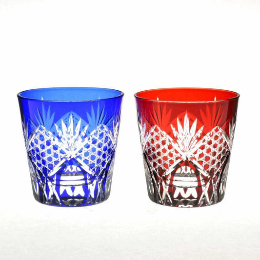江戶切子 八角籃目紋 對杯