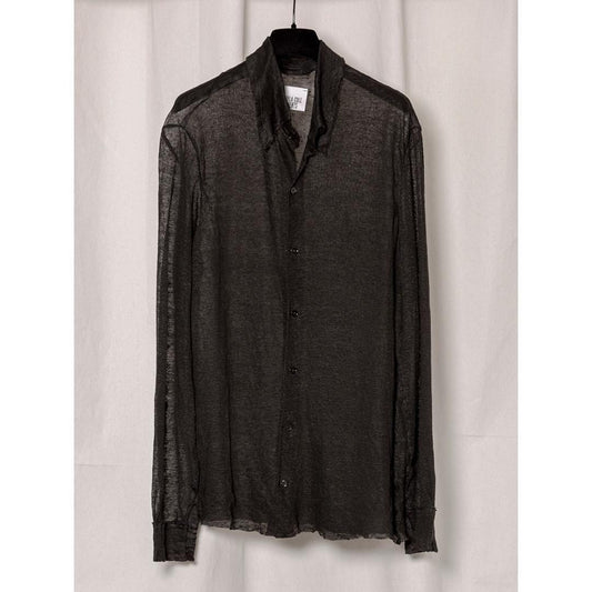 GABRIELA COLL GARMENTS | ガブリエラ コール ガーメンツ NO.197 LINEN JERSEY SHIRT BLACK (S12-197) (S12-197)