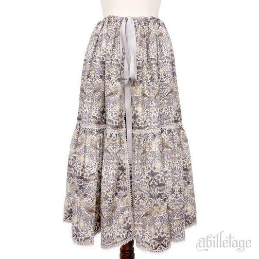 【即納可能】Designer’s fabric series オーバースカート(イチゴ泥棒 /グレージュ)