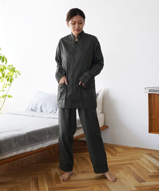 【紗栄子女士愛用的多色款睡衣/男女通用】紗織睡衣 雙層疊加 草木染色【すみくろ】
