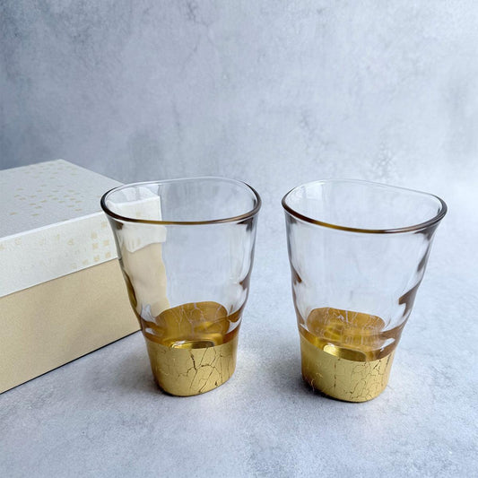 貫入紋 玻璃 一口杯 2件套