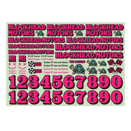 BLOCKHEAD MOTORS 原創熒光粉色貼花貼紙