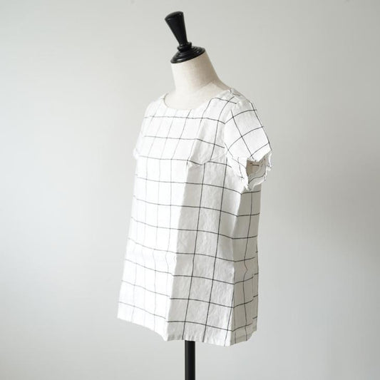 not PERFECT LINEN | BASIC LINEN T SHIRT (large checks) UK 8 UK 10 | リネン シャツ | レディース (npl-t-lc)