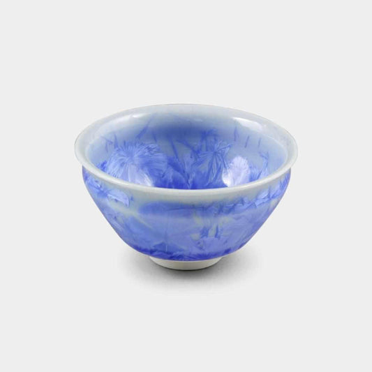 花結晶藍色 京都燒清水燒 清酒杯 陶葊
