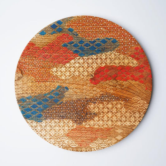 京小紋彩色摺友禪雕刻工藝 大盤 Sansai