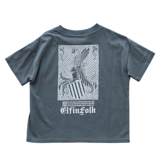 【50%off】eLfinFolk(エルフィンフォルク)/Dragon Emblem Back print Tee - charcoal (25SS-elf-251J64/65-charcoal)