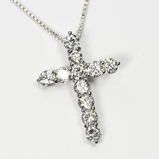 侍ダイヤモンド 天然ダイヤモンド ネックレス 「1カラット×クロス」 1.0ct H&C G~Iカラー VS~SIクラス (SD-N-0013)