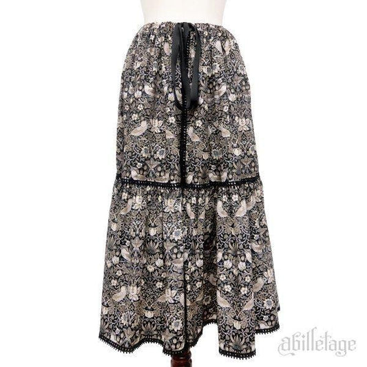 【即納可能】Designer’s fabric series オーバースカート(イチゴ泥棒 /ブラック)