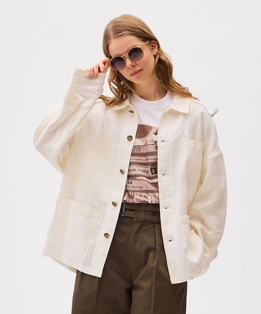FRENCH WORK HEVY LINEN COVER ALL《UNISEX》 亞麻工裝夾克