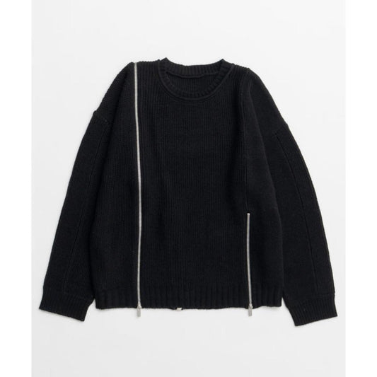 MAISON SPECIAL | メゾンスペシャル Long Zipper Knit Pullover BLACK (21252365708) (21252365708)