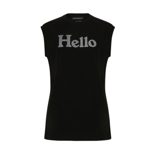 MADISONBLUE 【マディソンブルー】 HELLO NOSLEEVE TEE BLACK(MB999-7102) (MB999-7102)