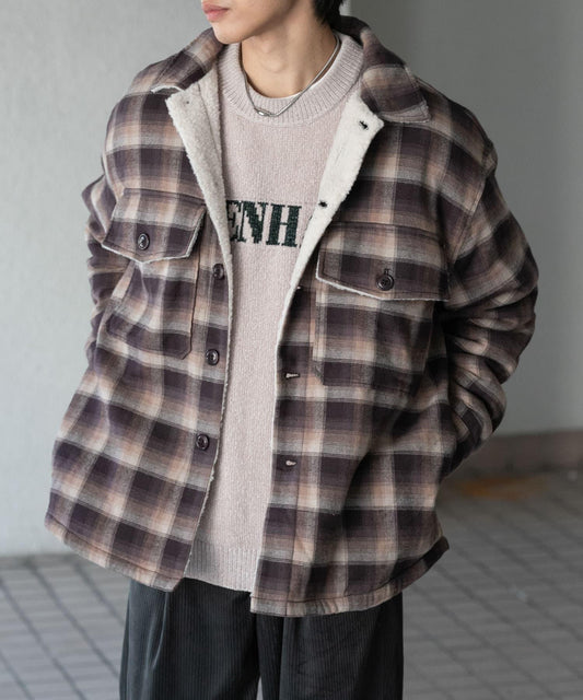 漸變格紋羊毛夾克