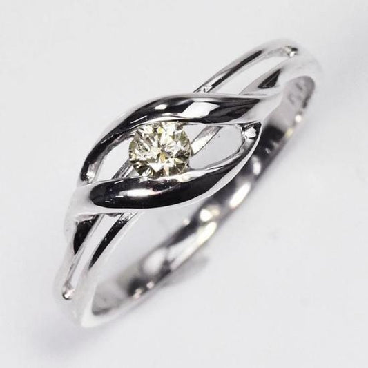 期間限定セール! 天然ダイヤモンド0.1ct(VSクラス・鑑別書カード付) ウェーブソリティアリング プラチナカラー 婚約指輪 プロポーズリング (GFB-SV-IM538-VS-PT)