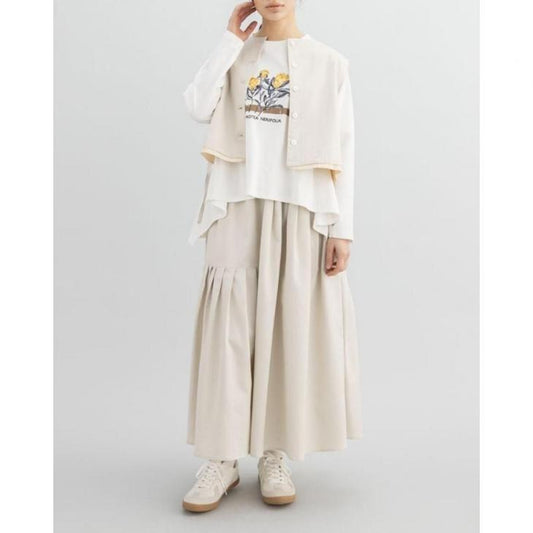 T.Tutie (ティードット) | セルロースコットンパネルタックスカート (moss green/natural) | ボトムス (06725at67009)