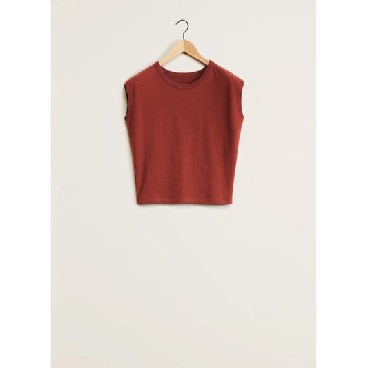 LEMAIRE 【ルメール】CAP SLEEVE T-SHIRT CHERRY MAHOGANY (TO11167 LJ1010) (TO11167 LJ1010)