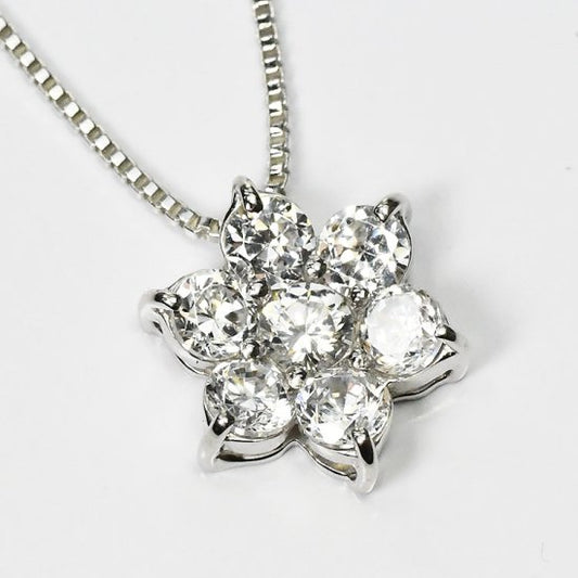 侍ダイヤモンド 天然ダイヤモンド ネックレス 「1カラット×セブンフラワー」 1.0ct H&C G~Iカラー VS~SIクラス (SD-N-0006)