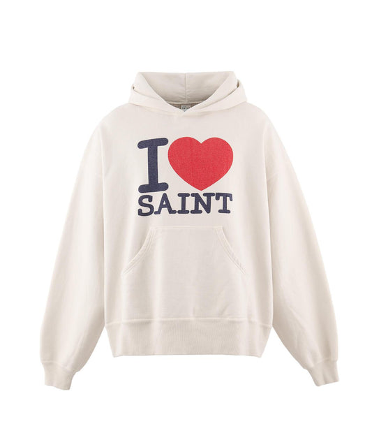 SAINT MICHAEL HOODIE I LOVE SAINT 白色印花連帽衛衣