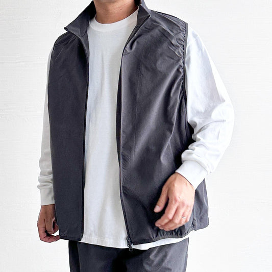 マイクロドット ジップベスト / Micro dot zip vest 通気性 軽量 ベスト 無地 スタンドカラー セットアップ対応 (2621-SB47)