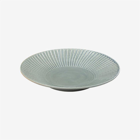 雕刻紋草林雕 藍墨 24cm 波佐見燒 西海陶器 餐盤