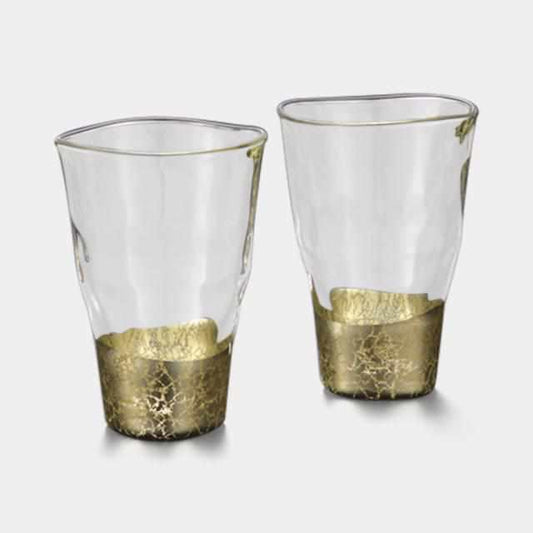 貫入紋香檳金 玻璃直杯 2件套 金澤箔 箔一