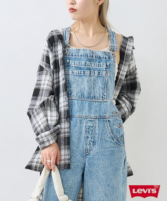 SILVER TAB CROP OVERALL/銀標短褲連體褲