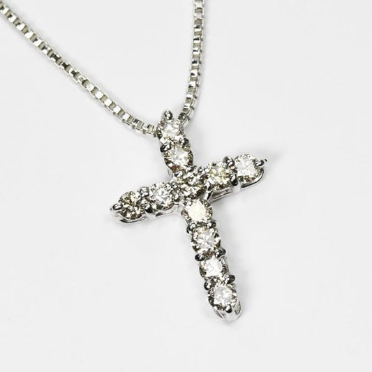 侍ダイヤモンド 天然ダイヤモンド ネックレス 「クロス」 0.3ct H&C G~Iカラー VS~SIクラス (SD-N-0010)
