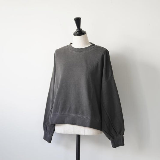 ESTROISLOSE (エストゥロワルーズ) | ミニ裡毛 クルーネック (charcoal/leafgreen) | トップス シンプル お灑落 (ec24406)