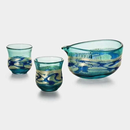 金彩碧琉璃 酒器套裝 津軽びいどろ 北洋硝子(アデリア)
