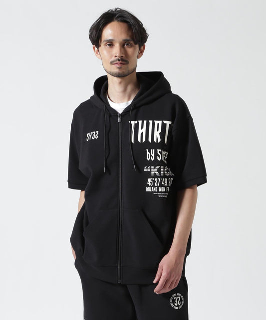 SY32 by SWEET YEARS /エスワイサーティトゥ バイ スィートイヤーズ/ ACTIVE S/S ZIP HOODIE 短袖拉鍊連帽衫