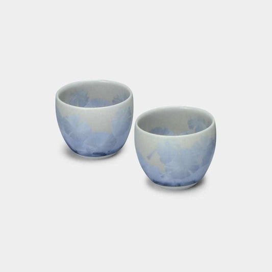 京燒清水燒 陶葊 花結晶銀藤 圓形清酒杯