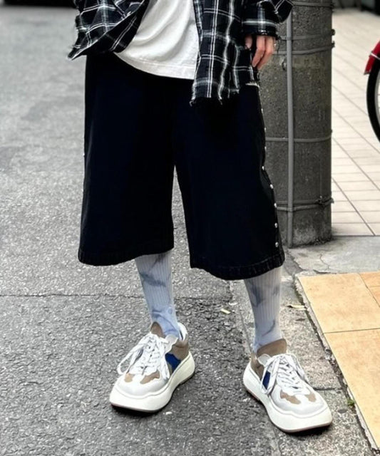 AFB/エーエフビー STUDDED WIDE SHORTS 鉚釘裝飾 闊腿短褲