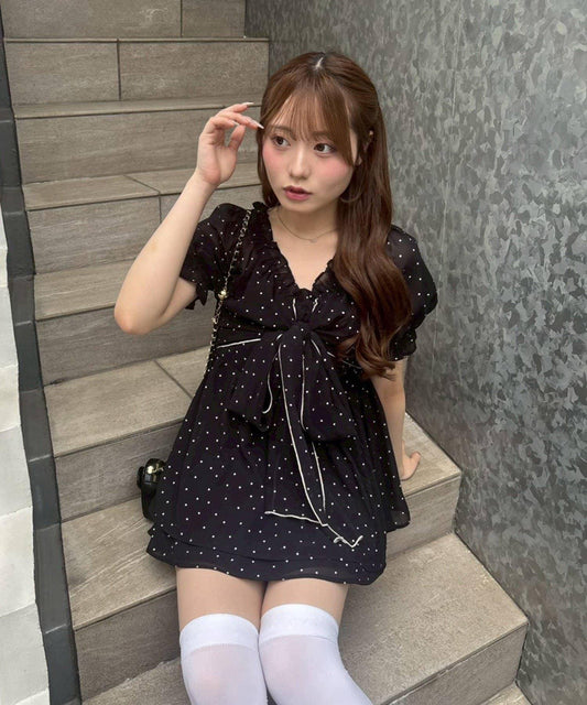 【continuer】Big Ribbon Tunic Blouse