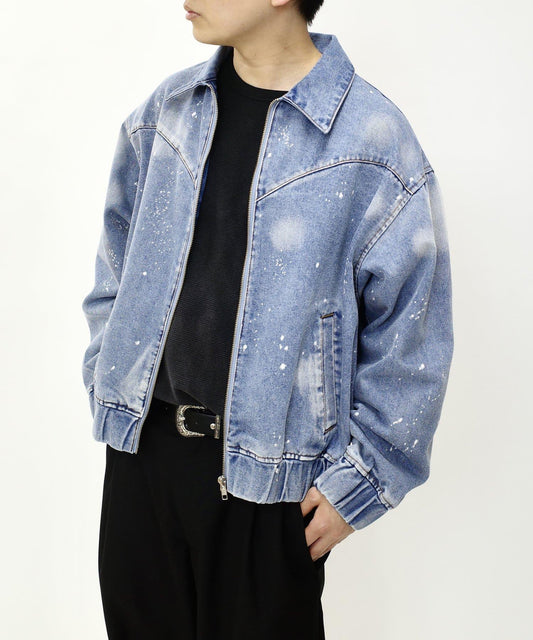 【WHO'S WHO gallery】噴漂漂白立領牛仔夾克