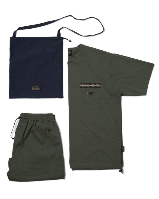 KHAKI T恤短褲包袋三件套