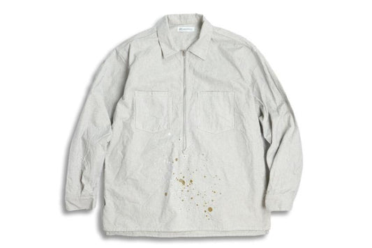 THRIFTWEARMARKET&FLEAMARKET TOUrr HALF ZIP SHIRT COTTON HICKORY STRIPE - BEIGE (THRIFTWEARMARKET&FLEAMARKET TOUrr)