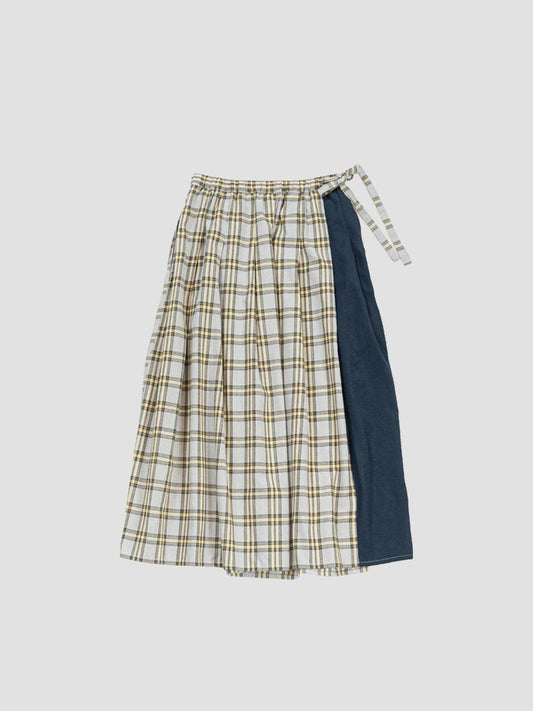 Panel wrap skirt 拼接裹身 半身裙 GY×BK