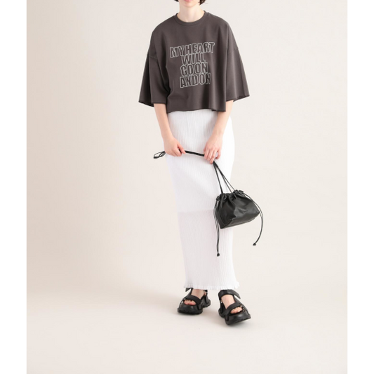 SACRA【サクラ】 EX.FINE FLEECE CROPPED LOGO TOP CHARCOAL (125243091) (125243091)