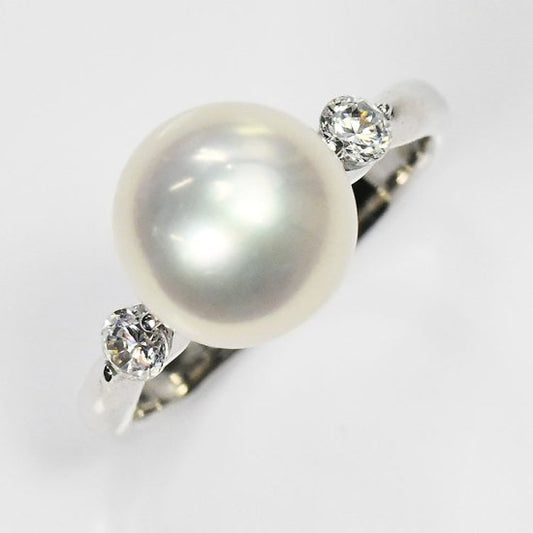花珠真珠 9mm珠 ダイヤモンド0.2ct リング 指輪 アコヤ本真珠 9.0mmアップの大珠 (MSP-0001)
