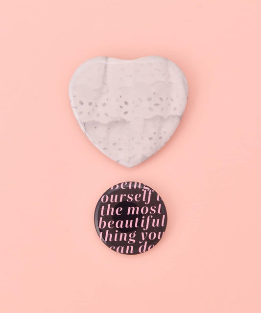 照片印花心形徽章套裝 2件裝