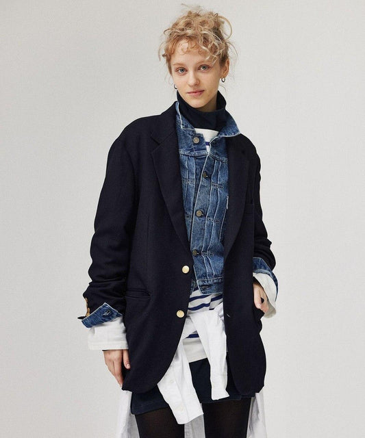 NAVY BLAZER《UNISEX》海軍藍金色紐扣西裝夾克