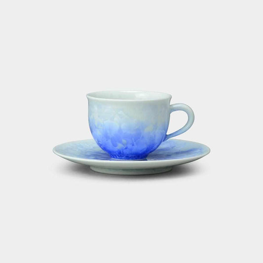 陶葊 京燒清水燒 花結晶白地青釉 咖啡杯