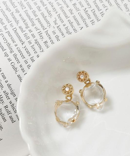 vintage glass heart earring BO26P-40-A 復古玻璃愛心耳飾