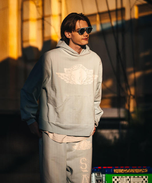 SAINT MICHAEL HOODIE BABY MICHAEL 圖案 天空藍 連帽衛衣