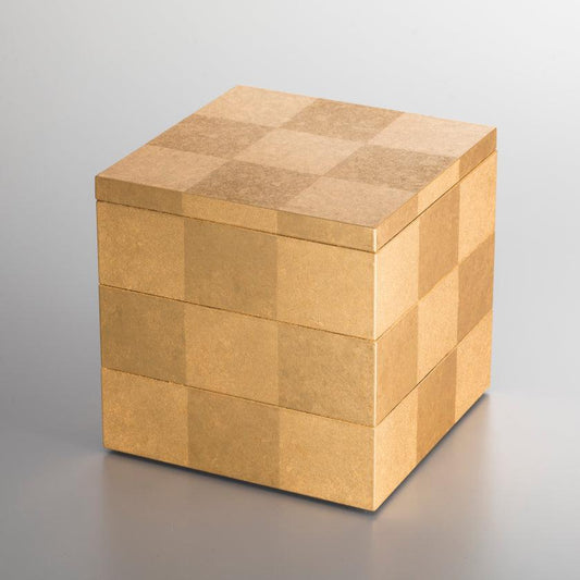市松紋金澤箔 三段重箱 箔一