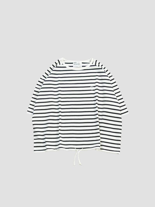 Drawstring hem tee WH×BK T恤