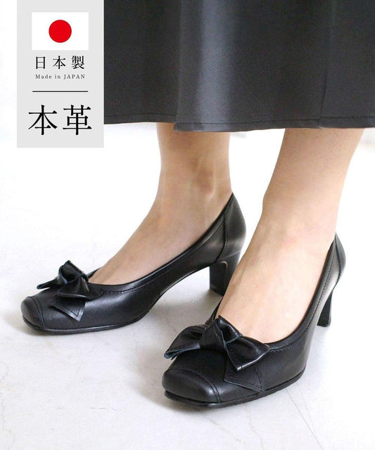 【日本製造/抗菌消臭/低反彈】真皮蝴蝶結高跟鞋