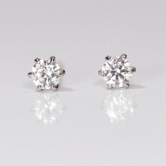 鉑金950 0.2ct 圓鑽耳釘 超級CZ 超級方塊 Pt950