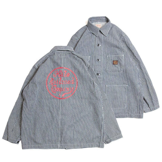 SAILOR MOKU PRODUCTS 12.5oz HICKORY STRIPE 背部印花 工裝夾克 SM15904