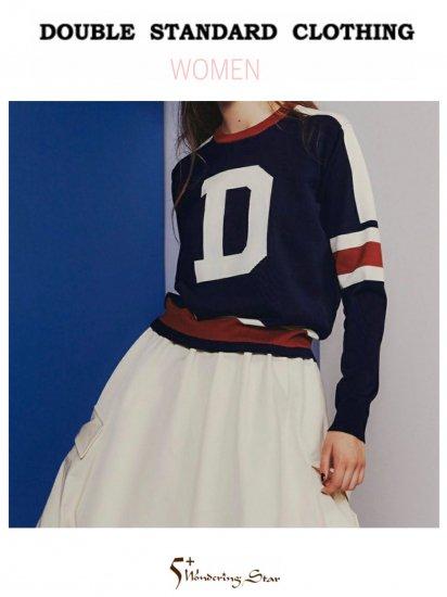 【DOUBLE STANDARD CLOTHING】雙D標誌雙色編織毛衣【海軍藍】 (0209-220-244)