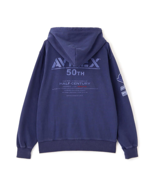 《50th Anniversary》漸變水洗拉鍊連帽衛衣